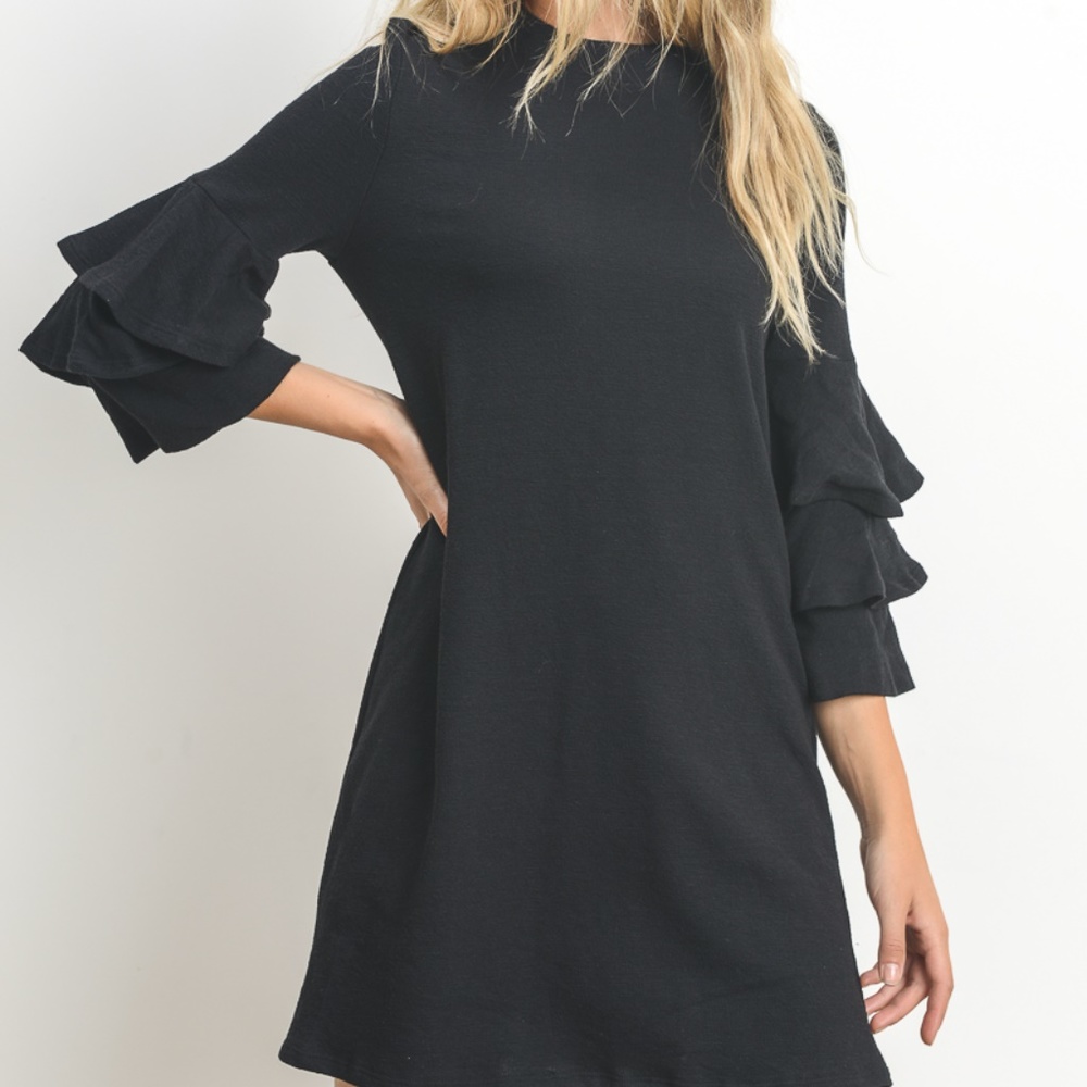 Kennedy Black Ruffle Short Dress